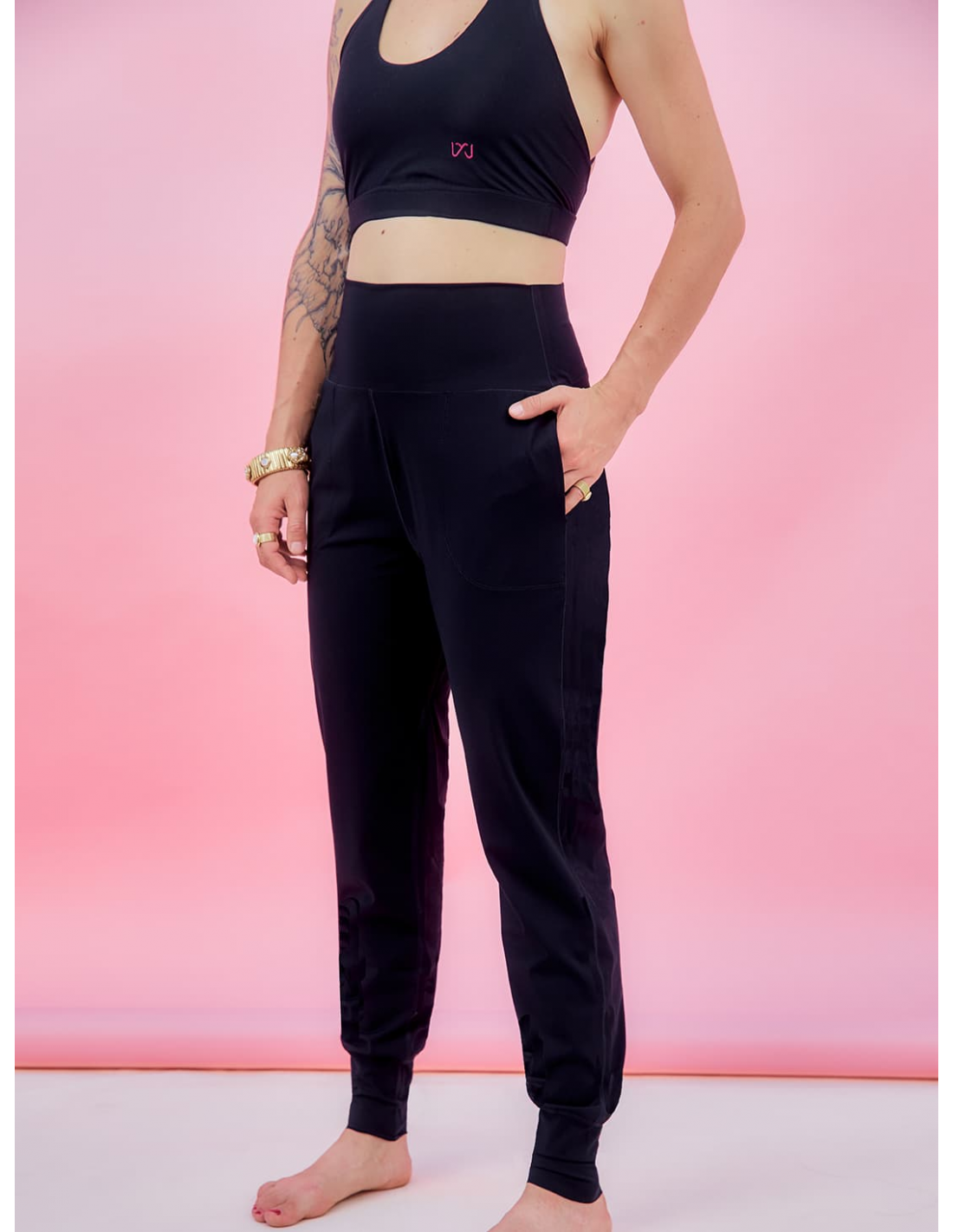 Pantalon Yoga Femme Noir et Rose NITA